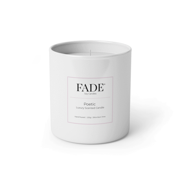 200 gram scented soy candle in a white matt glass